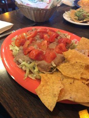 Taco salad with beans, no cheese & sour cream.