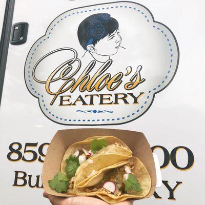 Tasty tacos at Chloe's Eatery! These allepo pepper smoked chicken tacos were fantastic! Tortilla Garcia locally made fresh tortilla shells!