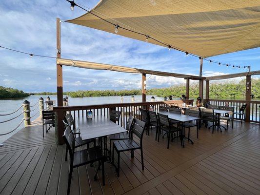 Back patio area overlooking the water. Nice views.