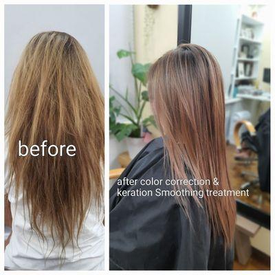 Color correction & Keratin Smooth treatment