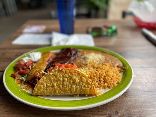 Beef taco enchiladas and ribs