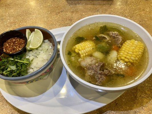 Caldo de res , beef rib soup