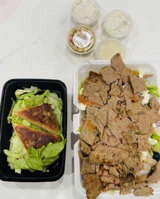 Spicy Gyro Salad and Spanakopita