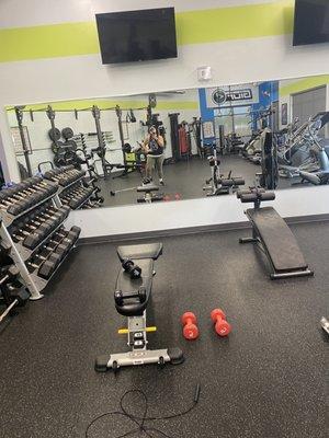 Drinking up having the gym side all to myself early in the morning!