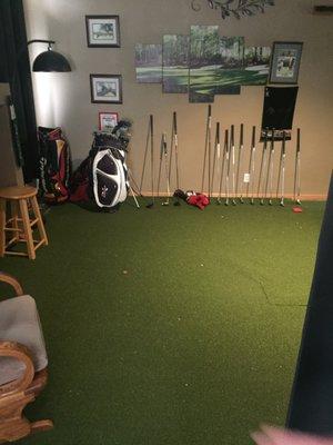 Fore!!!! Converted the living room to a driving range with replaceable hitting surface...