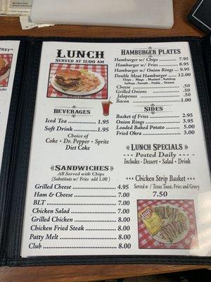 Lunch: sandwiches, hamburger plates & specials