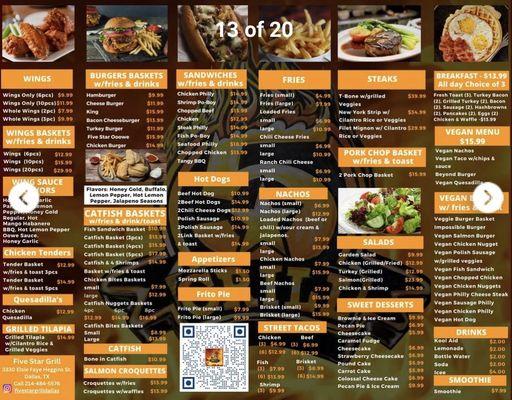 Menu (please zoom in)