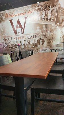 Main wall of the Wall Street Cafe