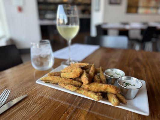 Fried okra appetizer