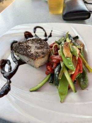 Pan seared Ahi tuna with veggies