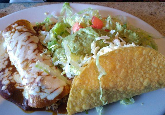 Combination #2- Enchilada, tostada and taco. My mom enjoyed it.