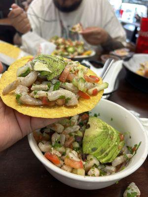 Tostada Ceviche de Camaron Tostada