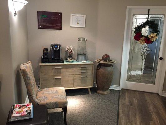 Water and coffee bar at Coastal Smiles Dentistry