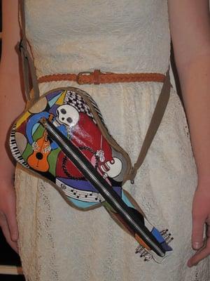 Day of the Dead Guitar Purse, hand painted by artist