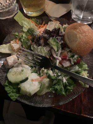 Salad and bread come with meal