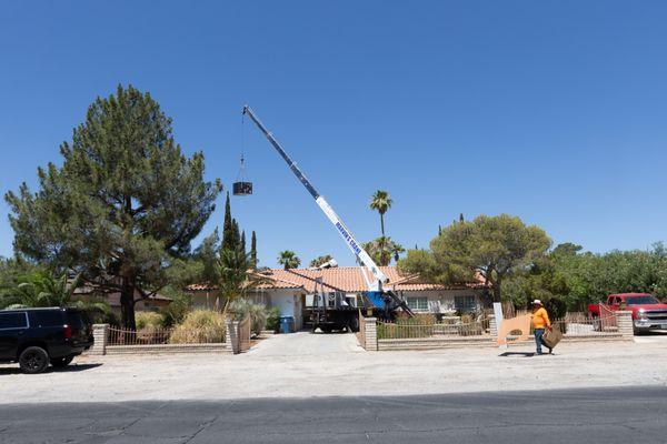 Both units had to be lifted up to the roof