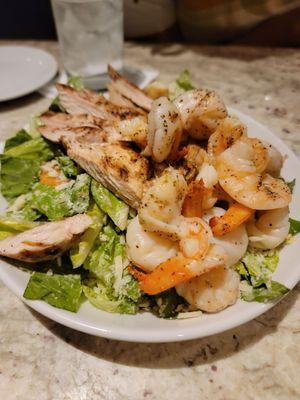 Shrimp and chicken Caesar salad