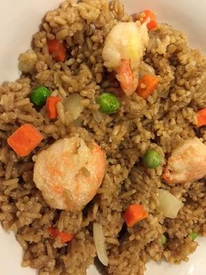 This is the shrimp fried rice ( but sorry I ate a few before I took the pic lol)