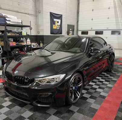 2016 M4 in for tints all around, black emblem upgrades, single stage paint correction, and ceramic top coat!