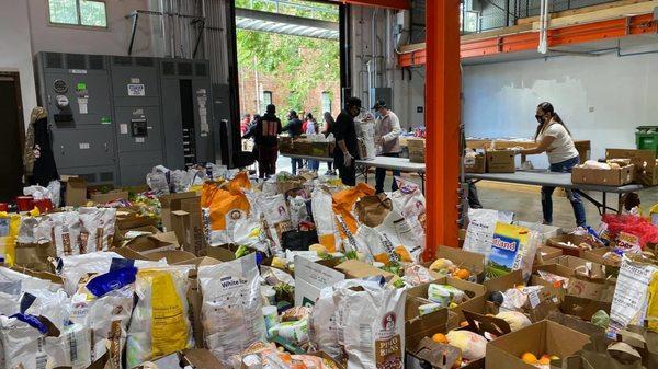 Food Distribution photo taken from inside the warehouse.  (Photo source: Carnaval San Francisco)