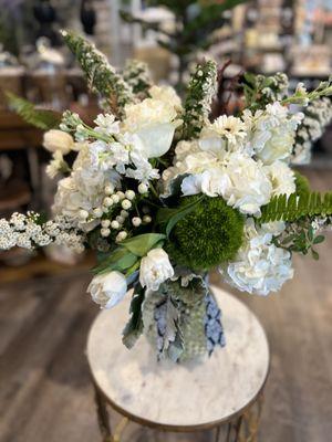 Fresh white floral arrangement.