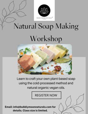 We are offering STEM classes. Join us on Saturday, May 13th for our Natural Soap Making Workshop. Purchase at: https://www.eventbrite.com/e/