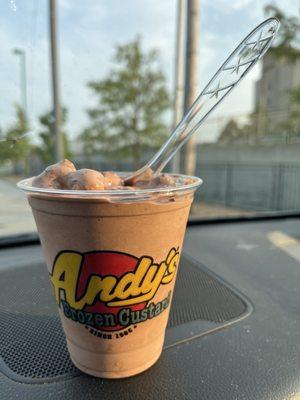 Chocolate custard concrete with cookie dough