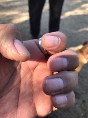 Not the best manicure. There was hard skin left around the cuticle of most fingers on both hands