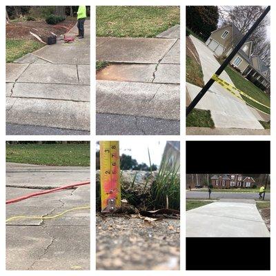 Seemingly destroyed broken and settled driveways can be repaired without replacement.  Replacement options are also available.