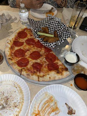 Pizza and wings at midnight :)