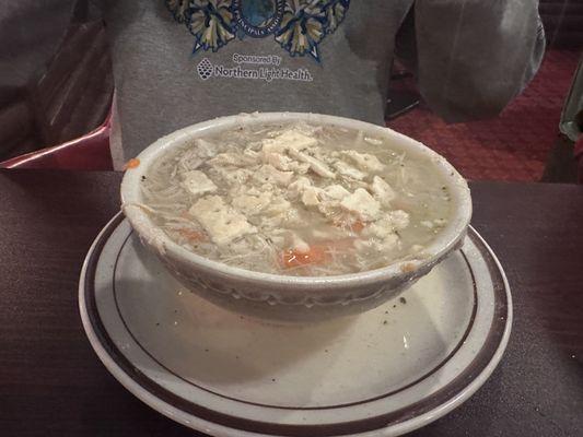 Bowl of chicken noodle soup