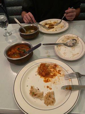 Butter chicken and 35. Lamb Vindaloo