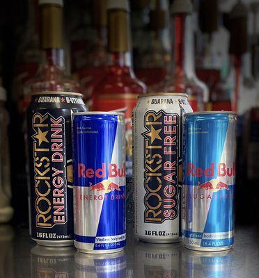 Did you know we carry both Redbull and Rockstar? Both are now available in sugar-free as well!