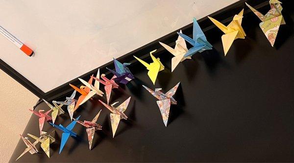 What you can do with origami paper..Don's goal 1000 cranes by end of year.  Lol.. I'll be buying a lot of paper.