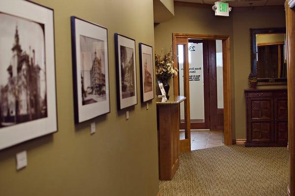 The office is decorated with historic Boise photography.