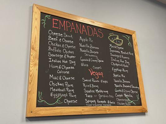 Empanada menu