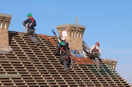 This is a tile roof being installed with lathes and raised battens. The raised battens look like mini ladders.