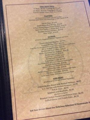 Gardenville menu