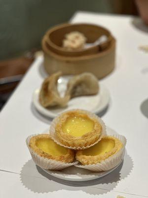 Egg Custard Tart, Pork Potsticker Pork and Shrimp Siu Mye