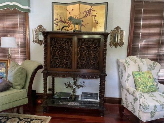 Antique wine cabinet that I bought from Wooden Nickel is exquisitely beautiful.