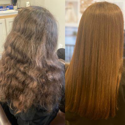 Hair consultation before and after - collagen treatment