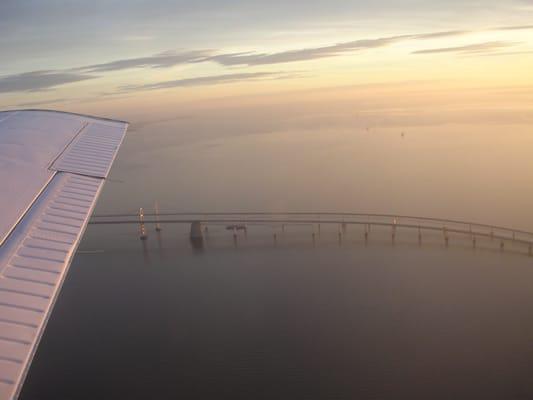 Over Chesapeake Bay Bridge.  150 MPH.