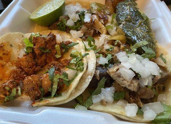 Taco Barbacoa, Taco Carnitas, Taco al pastor