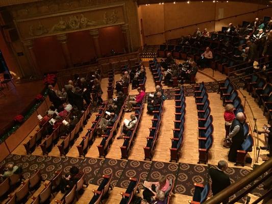 Looking down below at the orchestra. Spacious!