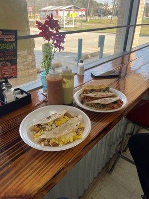 Egg Tacos and Potatoes Breakfast and Thinga Taco with pico