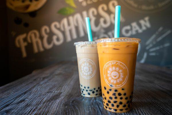 boba milk tea and boba thai tea