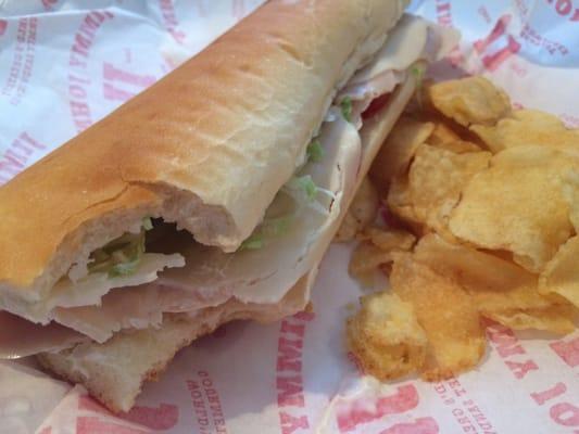 Simple turkey sandwich (turkey, lettuce,mayo,tomato). Bread is great.