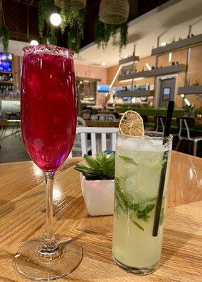 Dragonfruit mimosa and cucumber Collins