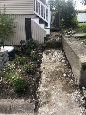 Demolished walkway & stairs