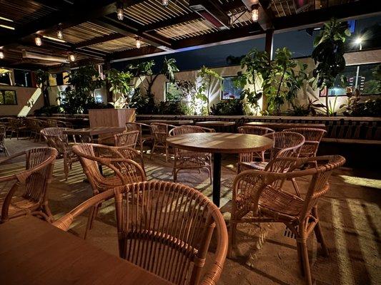 Patio area has great tiki tulum vibes